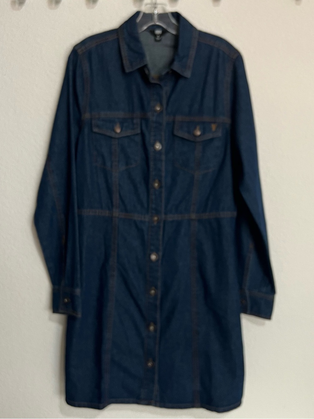 Frye Dark Wash Demin Western Dress Button Front Pockets New Medium - Picture 4 of 8